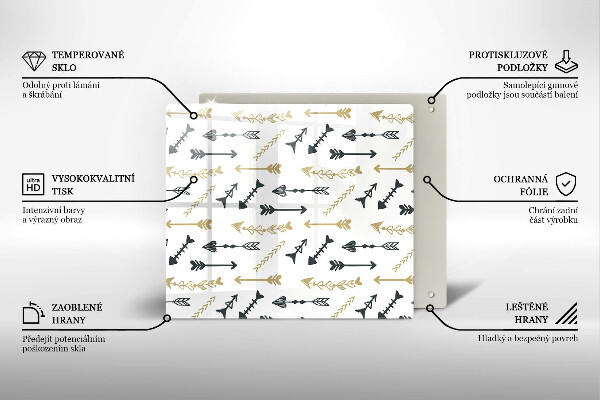 Skleněná krájecí deska Vzor boho šipky