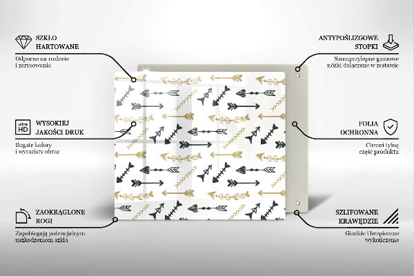 Skleněná krájecí deska Vzor boho šipky