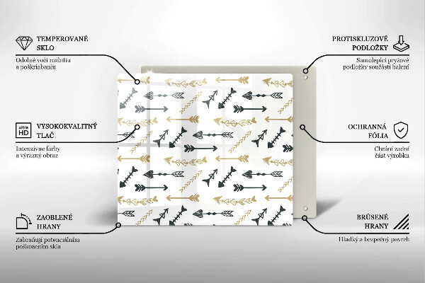 Skleněná krájecí deska Vzor boho šipky