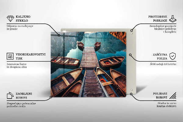 Skleněná krájecí deska Lodě na jezeře