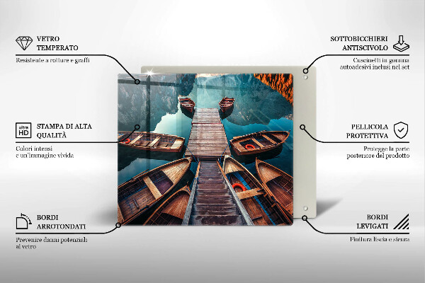 Skleněná krájecí deska Lodě na jezeře