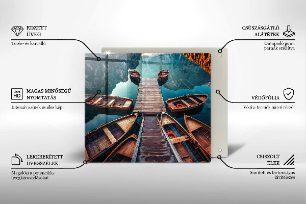 Skleněná krájecí deska Lodě na jezeře