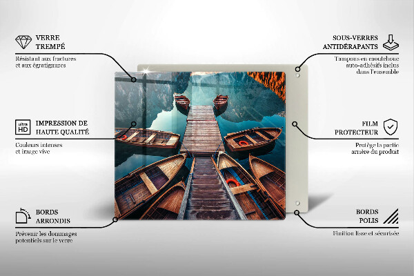 Skleněná krájecí deska Lodě na jezeře