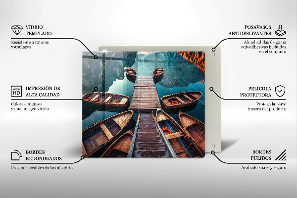 Skleněná krájecí deska Lodě na jezeře