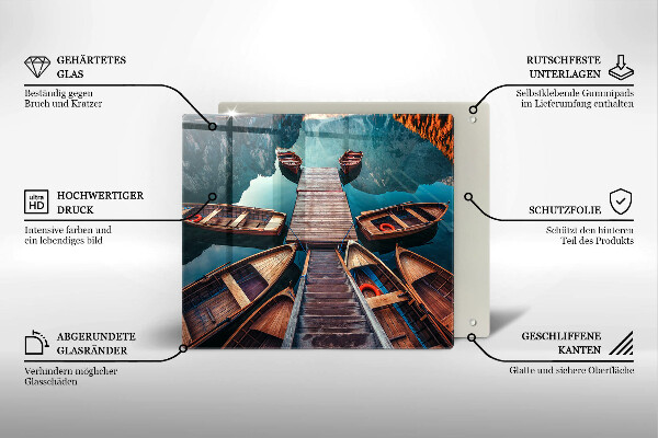 Skleněná krájecí deska Lodě na jezeře