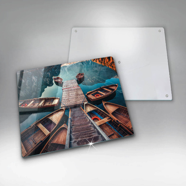 Skleněná krájecí deska Lodě na jezeře