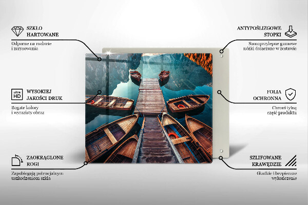 Skleněná krájecí deska Lodě na jezeře