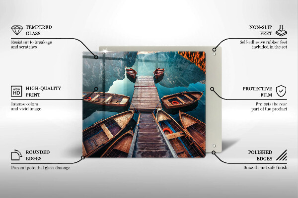 Skleněná krájecí deska Lodě na jezeře