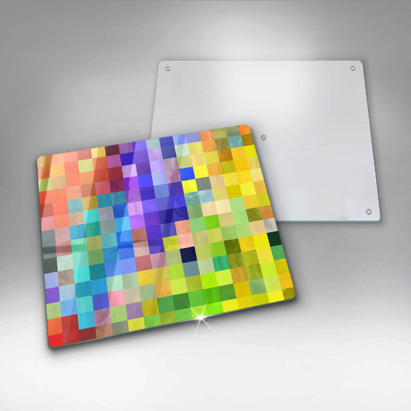 Skleněná krájecí deska Barevné pixelové čtverce