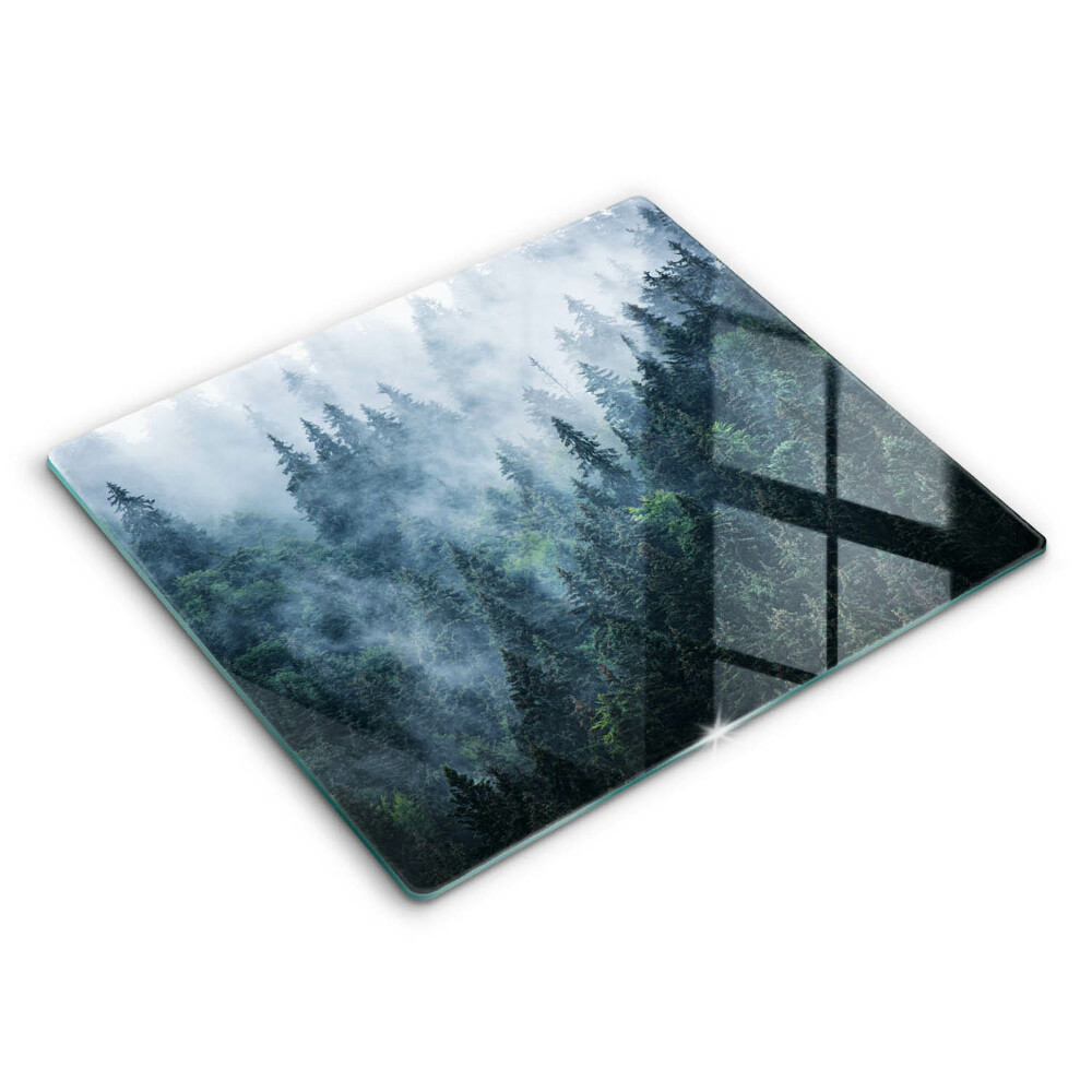 Krájecí prkénko skleněné Lesní stromy a mlha