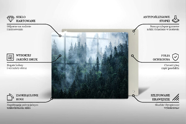 Krájecí prkénko skleněné Lesní stromy a mlha