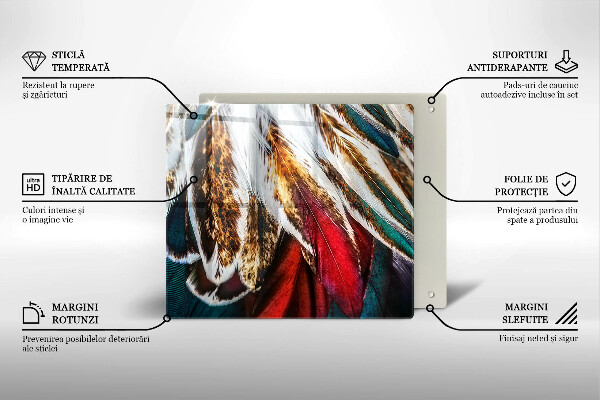 Skleněná krájecí deska Boho ptačí peří