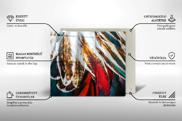 Skleněná krájecí deska Boho ptačí peří