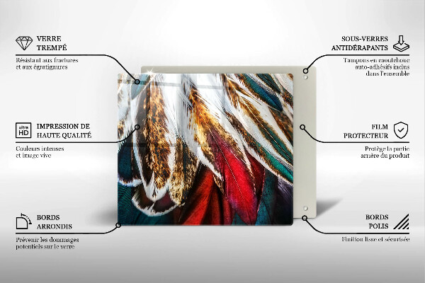 Skleněná krájecí deska Boho ptačí peří