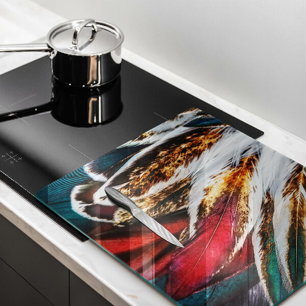 Skleněná krájecí deska Boho ptačí peří