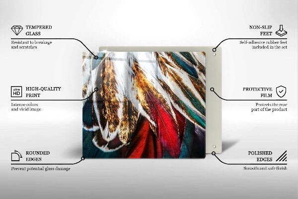 Skleněná krájecí deska Boho ptačí peří