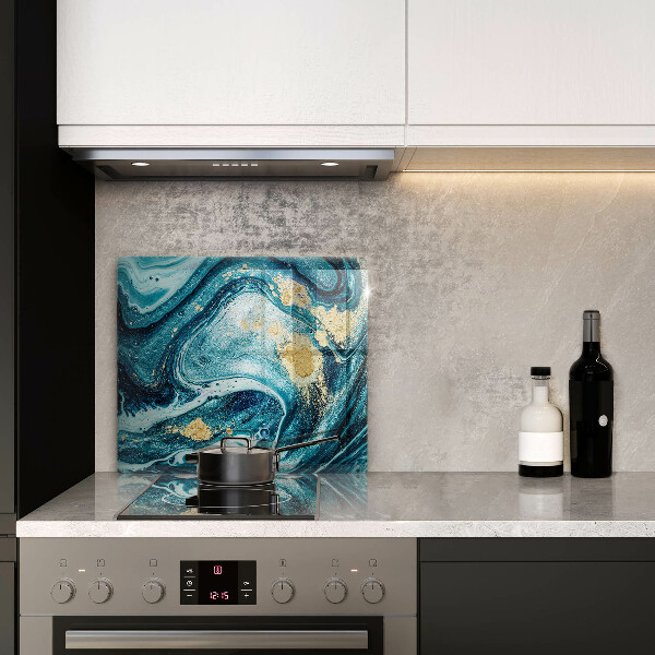 Skleněná deska do kuchyně Modré zlato abstrakce