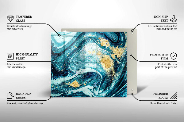 Skleněná deska do kuchyně Modré zlato abstrakce