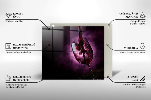 Skleněná krájecí deska Sklenice vína