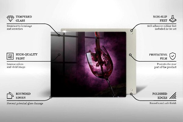 Skleněná krájecí deska Sklenice vína