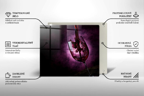 Skleněná krájecí deska Sklenice vína