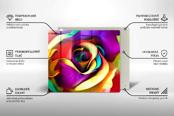 Skleněná krájecí deska Barevné okvětní lístky růží