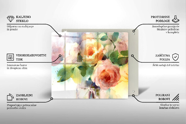 Krájecí prkénko skleněné Malované květiny