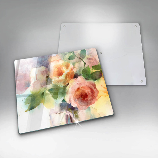 Krájecí prkénko skleněné Malované květiny