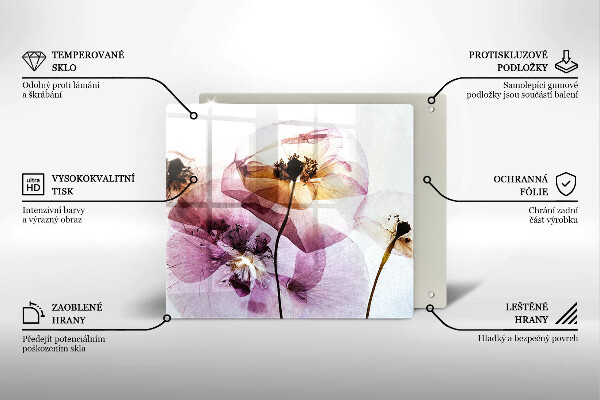 Krájecí prkénko skleněné Jemné květiny