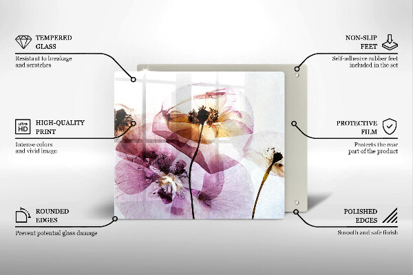 Krájecí prkénko skleněné Jemné květiny