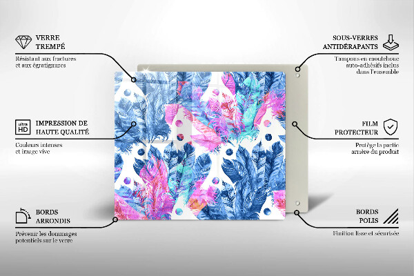 Krájecí prkénko skleněné Peří boho ilustrace