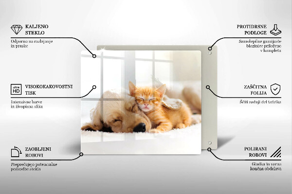 Krájecí prkénko skleněné Zvířata pes a kočka