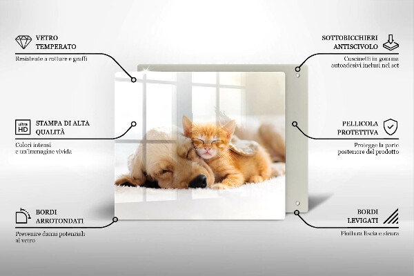 Krájecí prkénko skleněné Zvířata pes a kočka