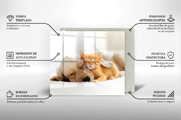 Krájecí prkénko skleněné Zvířata pes a kočka