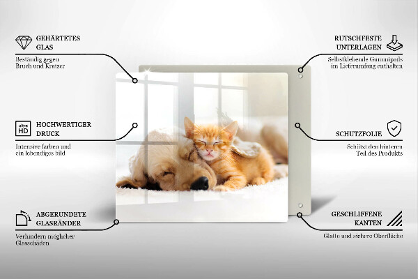 Krájecí prkénko skleněné Zvířata pes a kočka