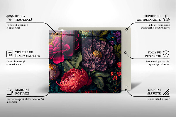 Krájecí prkénko skleněné Krásné květiny