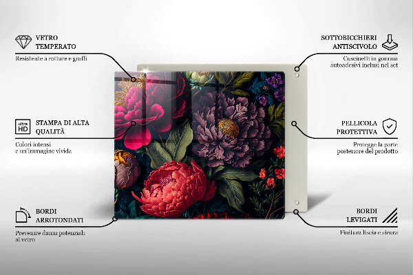 Krájecí prkénko skleněné Krásné květiny