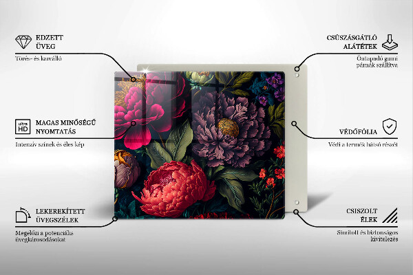 Krájecí prkénko skleněné Krásné květiny