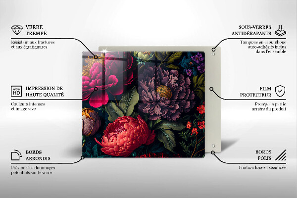 Krájecí prkénko skleněné Krásné květiny