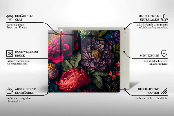 Krájecí prkénko skleněné Krásné květiny