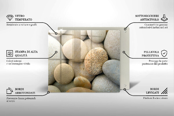 Skleněná krájecí deska Vzor oválných kamenů