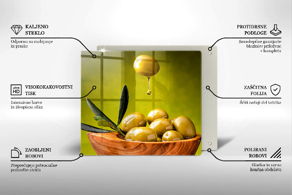 Skleněná krájecí deska Chutné olivy