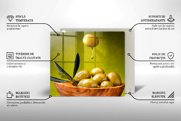 Skleněná krájecí deska Chutné olivy