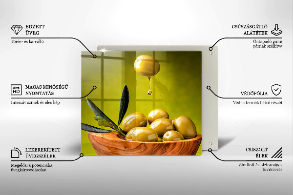 Skleněná krájecí deska Chutné olivy