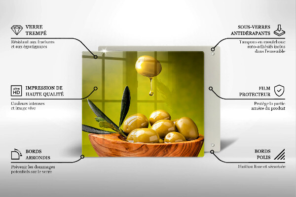 Skleněná krájecí deska Chutné olivy