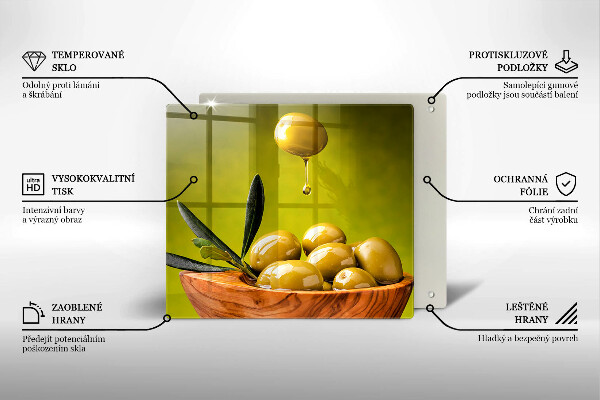 Skleněná krájecí deska Chutné olivy