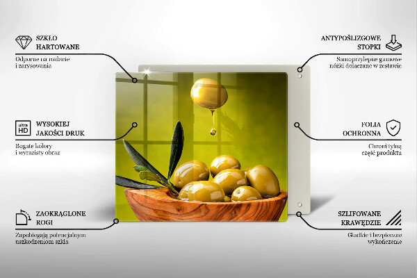 Skleněná krájecí deska Chutné olivy