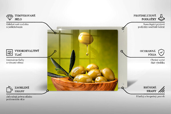 Skleněná krájecí deska Chutné olivy