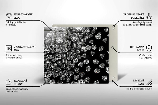 Skleněná krájecí deska Diamanty diamanty