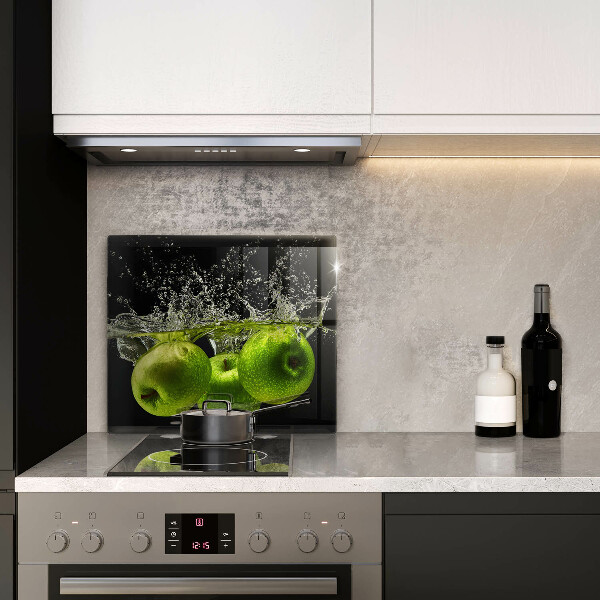 Skleněná krájecí deska Zelená jablka a voda